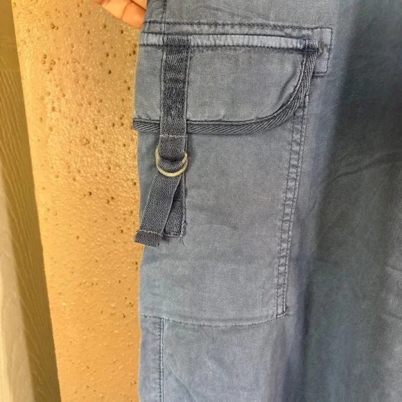 American Eagle Dreamy Drape SuperHigh Rise Baggy WideLeg Cargo Pants Blue 18 34W - Picture 2 of 11